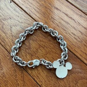 Silver Chain Bracelet with Mickey Head Charm